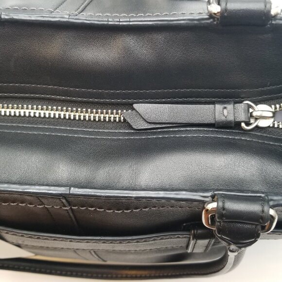 COACH HAMPTON Handbag, Black Leather Satchel tote - Picture 5 of 12